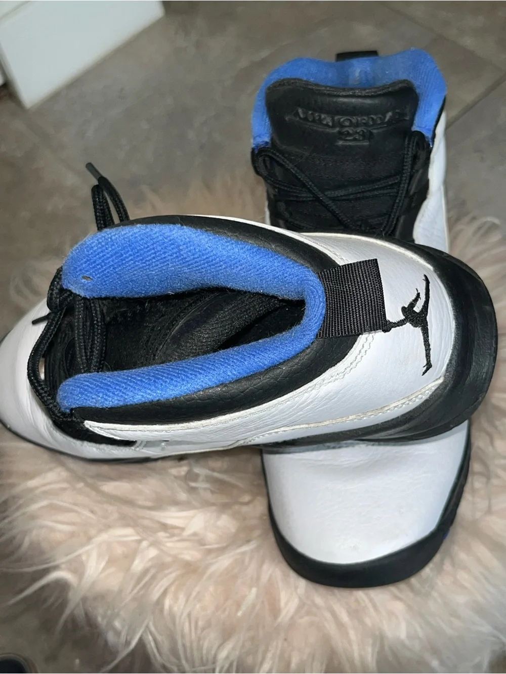 Jordan White, Black & Blue Retro Sneakers